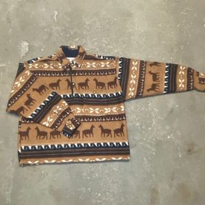Vintage North wood horse fleece button up
